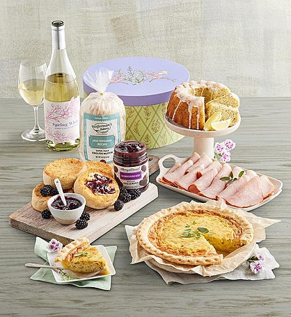 Spring Brunch Hat Box Gift with Wine
